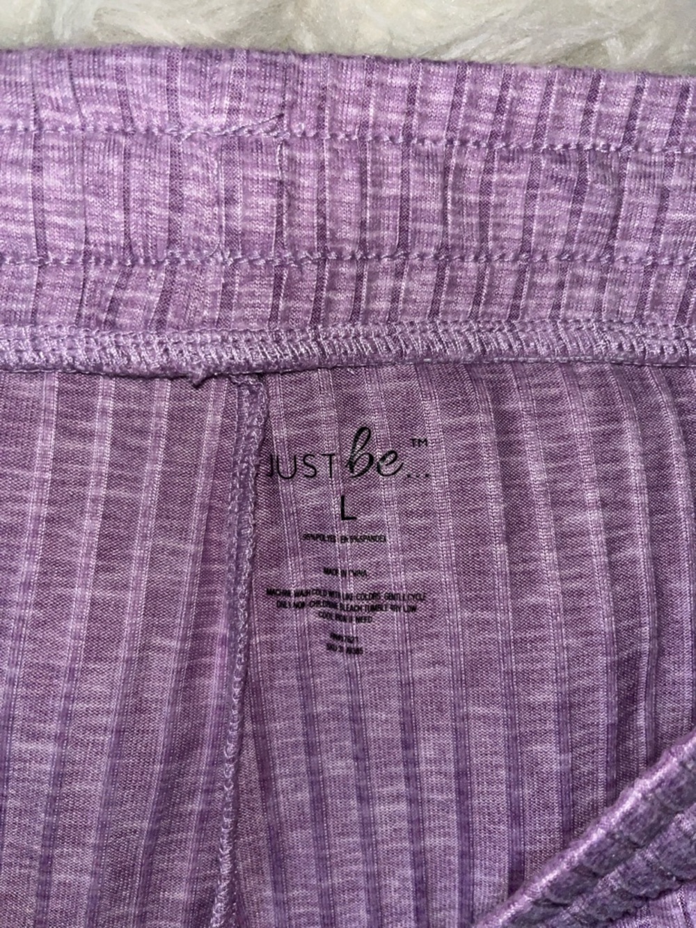 Lavender Ribbed Jogger Pants with Drawstring Waist - Picture 2 of 2